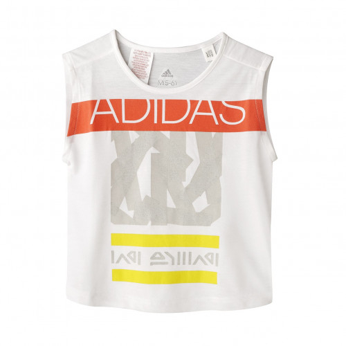 T-Shirt adidas Logo Junior Fille Blanc/Jaune - Taille - 2-3A