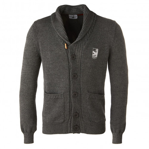 Cardigan 1950 Homme gris logo brodé - Taille - 2XL