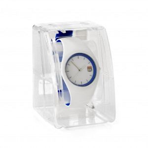 Adult mixed white / blue silicone watch