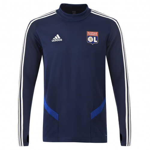 Sweat entrainement col rond bleu marine joueur Adulte OL adidas 19-20 - Taille - 2XL