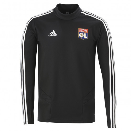 Sweat entrainement col rond noir Adulte OL adidas 19/20 - Taille - 2XL