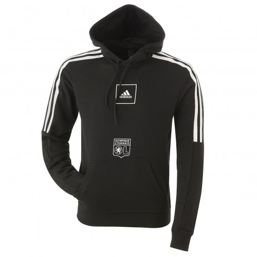 Sweat à capuche noir bandes blanches adidas homme - Taille - 2XL