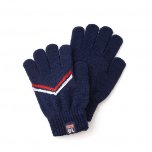 Navy blue herringbone pattern gloves - Olympique Lyonnais