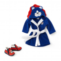 Baby Bathrobe and Red Slippers Set