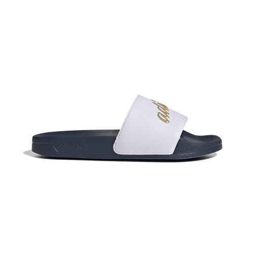 White and Navy Blue Adilette Flip-Flops - Olympique Lyonnais
