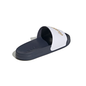 White and Navy Blue Adilette Flip-Flops - Olympique Lyonnais