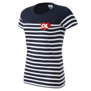 T-Shirt Marinière Bleu Marine Femme - Olympique Lyonnais