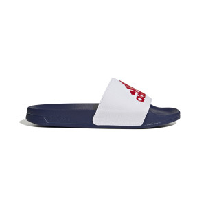 White and Red Adilette Flip-Flops