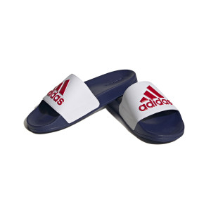 White and Red Adilette Flip-Flops - Olympique Lyonnais