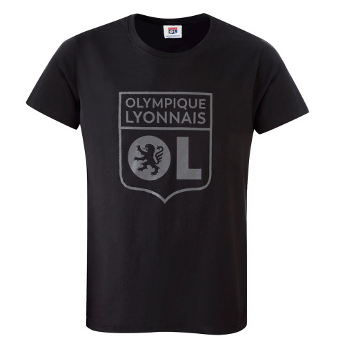 Ungendered Black Tone on Tone Basic T-Shirt - Olympique Lyonnais