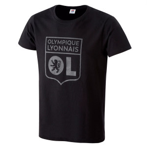 Ungendered Black Tone on Tone Basic T-Shirt - Olympique Lyonnais