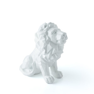 Large White Lion Statuette