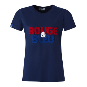 T-Shirt -Rouge & Bleu- Bleu Marine Femme