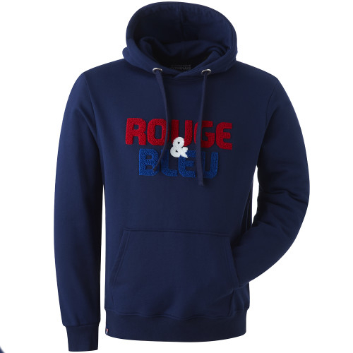 Sweat à capuche -Rouge & Bleu- Bleu Marine Homme - Olympique Lyonnais