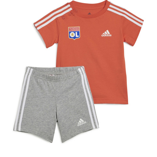 Ensemble T-Shirt - Short 3S Rouge et Gris Bébé - Olympique Lyonnais
