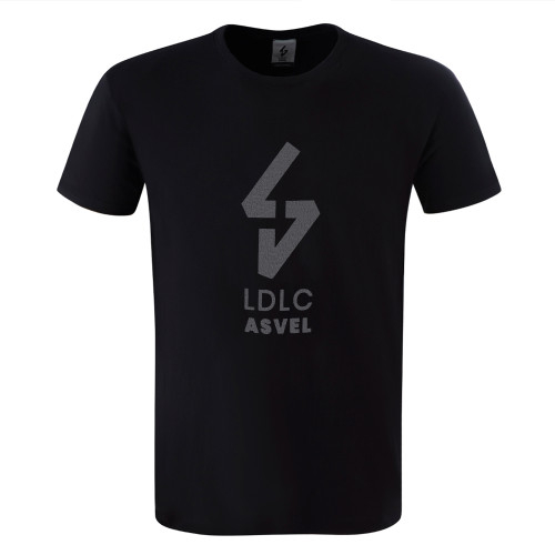 Unisex Black LDLC ASVEL Tone-on-tone Big Logo T-Shirt - Olympique Lyonnais