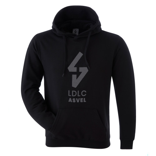 Unisex Black LDLC ASVEL Tone-on-tone Big Logo Hooded Sweatshirt - Olympique Lyonnais