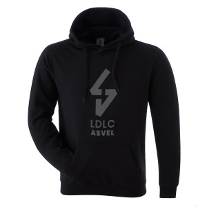 Unisex Black LDLC ASVEL Tone-on-tone Big Logo Hooded Sweatshirt