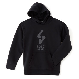 Junior's Black LDLC ASVEL Tone-on-tone Big Logo Hooded Sweatshirt
