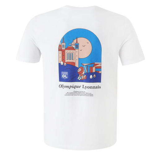 T-Shirt Blanc -Colors of Lyon- Mixte - Olympique Lyonnais