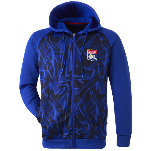 Men's Training Strike Navy Blue Hooded Jacket - Olympique Lyonnais