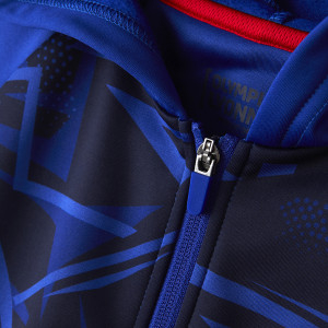 Junior's Training Strike Navy Blue Hooded Jacket - Olympique Lyonnais