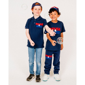 Junior's Navy Blue -Rouge & Bleu- Polo - Olympique Lyonnais