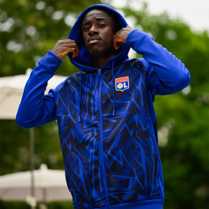 Men's Training Strike Navy Blue Hooded Jacket - Olympique Lyonnais