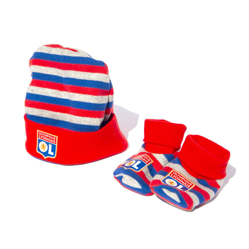 Baby Boy Slippers and Beanie Birth Kit - Olympique Lyonnais
