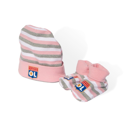 Baby Girl Slippers and Beanie Birth Kit - Olympique Lyonnais