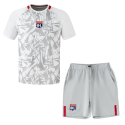 Training strike white T-shirt and shorts
