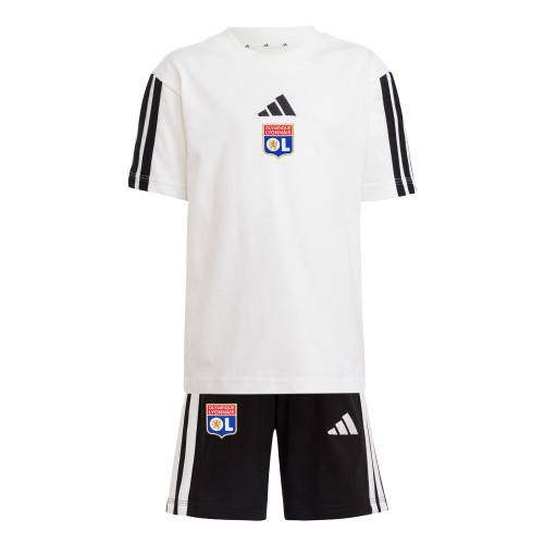 Ensemble T-Shirt - Short 3S Blanc et Noir Junior - Olympique Lyonnais