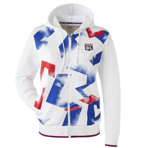 Veste OL à capuche Training Fusion Blanche Femme - Olympique Lyonnais
