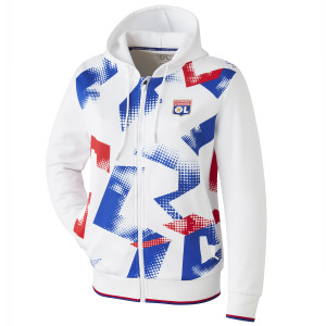 Veste OL à capuche Training Fusion Blanche Femme - Olympique Lyonnais