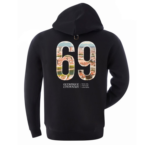 Sweat à capuche City Tone Noir Mixte - Olympique Lyonnais